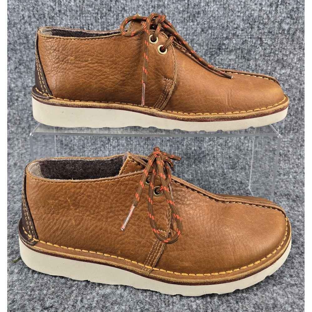 Clarks Desert Trek Moccasin Shoes Mens 8 Brown Leather Vibram Chukka Heritage